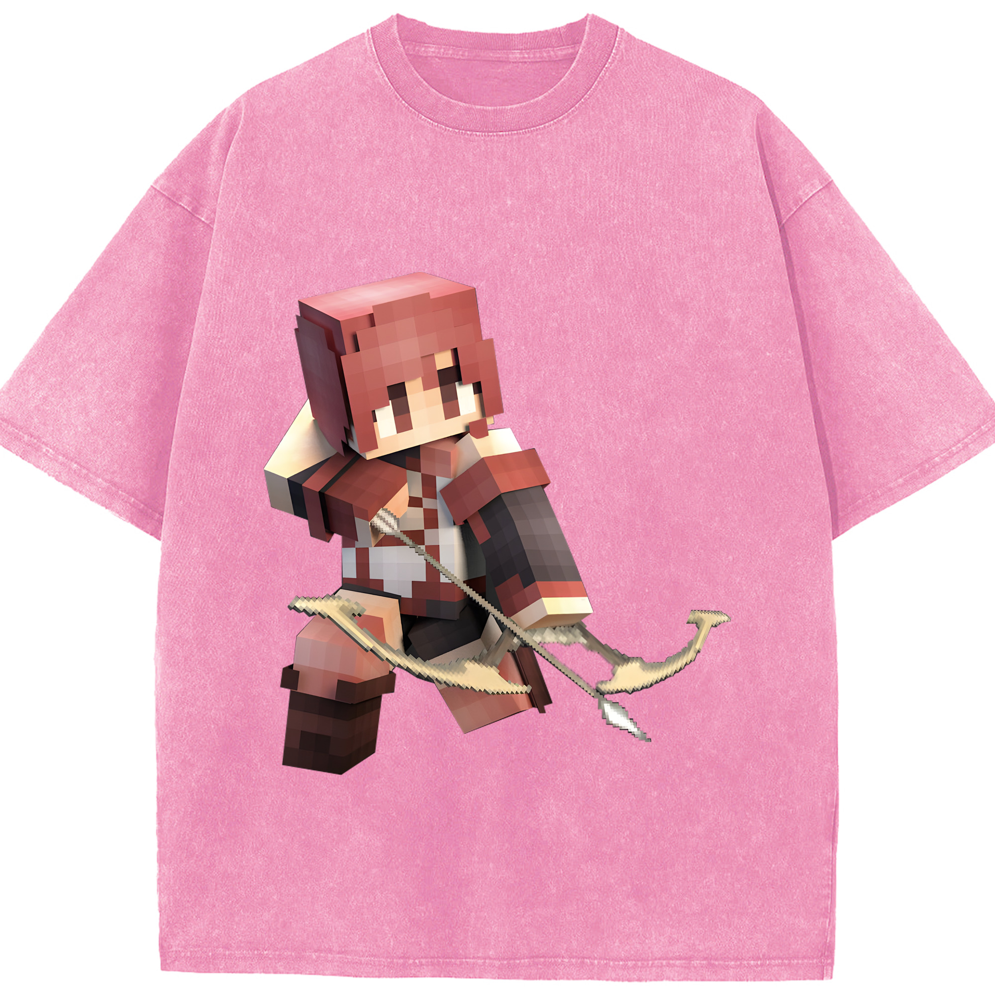 （画像用） マインクラフト ブロックの世界 Minecraft MC Block world 綿100% ヴィンテージ風 半袖Tシャツ（フロントプリント）
